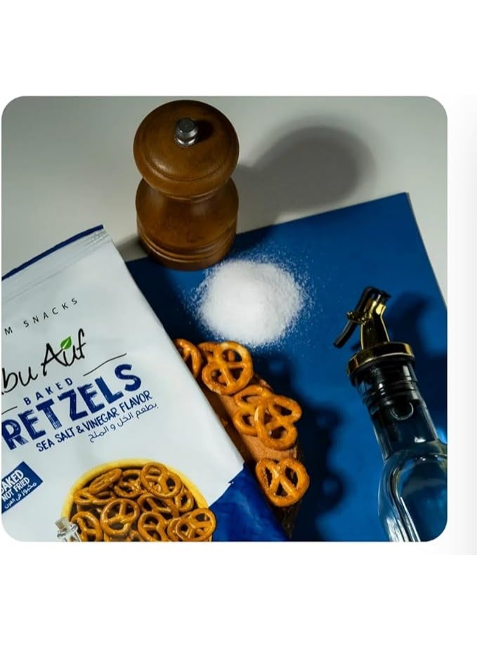 أبو عوف بريتزل مخبوز بنكهة الملح البحري والخل – عبوة متعددة 15 × 70غ | وجبة خفيفة صحية ومقرمشة - Image 4